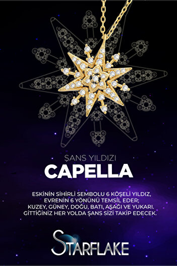 So CHIC... Capella Şans Yıldızı 18 Ayar Sarı Altın Kaplama 47 Cm Gümüş Kolye