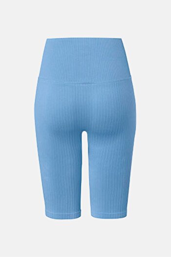 Tchibo Women Sportswear Fit Pull On Seamless Yoga Cycling Shorts, Light Blue