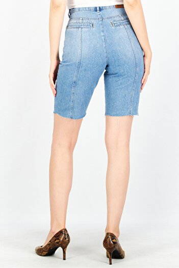 NA-KD Women Denim Washed Basic Shorts, Blue