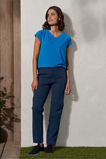 Tchibo Women Regular Fit Solid Pants, Navy