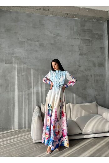 WellWay Rochie Atlas Fabric (INCLUSIV Cureaua)-albastru-2411 NHN116