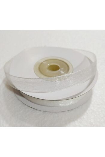 Hobigram White Organza Tulle Ribbon ((3 Pieces) 1 Cm, 25 Meters Organized Tulle Ribbon, 3 Balls Organza Tulle Ribbons