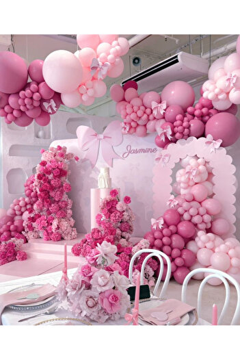 Çemrek Süs Parti Fuchsia Pink Candy Pink Balloon Chain Set Including 103 Jumbo Balloons