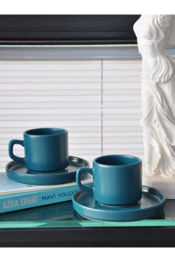 M'art Home Cera'N 2-Piece Petrol Blue Teacup - 417