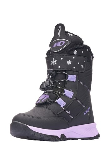 İmerShoes Black Snow Boots for Girls - Bootie with Velcro, Fur and Thick Serrated Soles 014