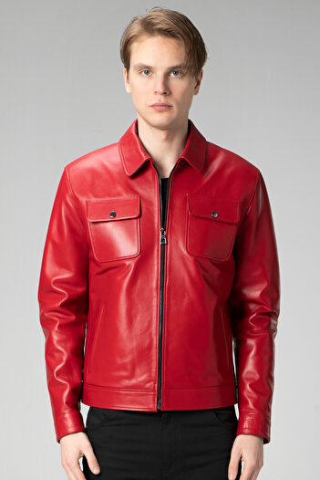 Dericlub Wm218 Real Leather Men's Coat Red