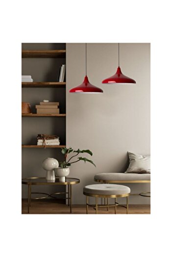 Bamyum Ikili Champion Circle Kırmızı Sarkıt Lamba Yemek Masası Oturma Odası Mutfak Salon Showroom