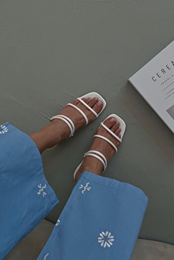 STRASWANS Camren Women's Heeled Leather Sandals White