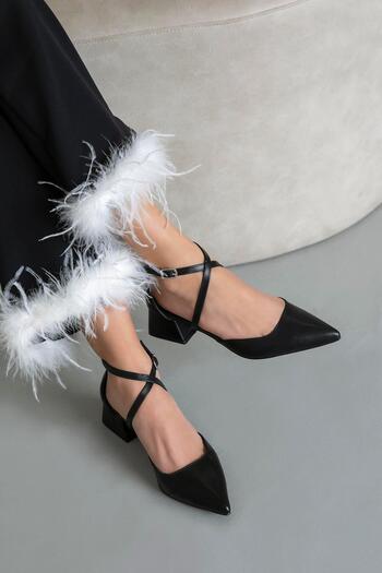 STRASWANS Maria Women's Heeled Leather Shoes Black