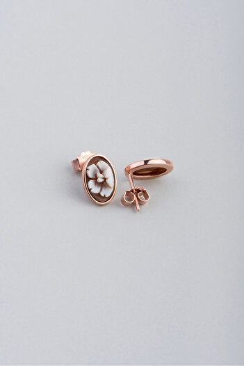 So CHIC... Cameo Italiano Şans Çiçeği 18 Ayar Rose Altın Kaplama Gümüş Minimal Küpe