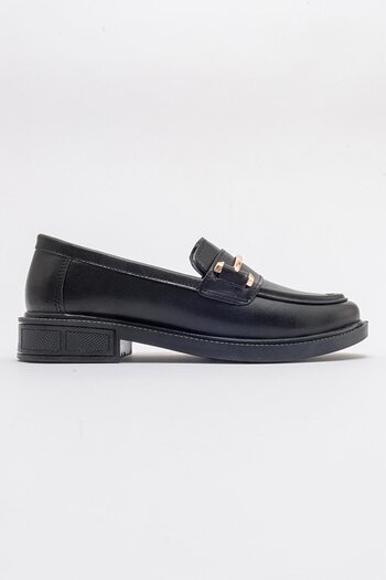 Ccway Black Thin Buckle Women's Shoe - Leather