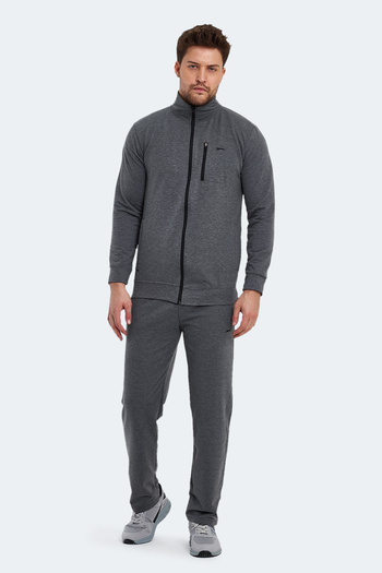 Slazenger Σετ ανδρικής φόρμας ORAN I με φερμουάρ, όρθιο γιακά και τσέπες σε σκούρο γκρι χρώμα