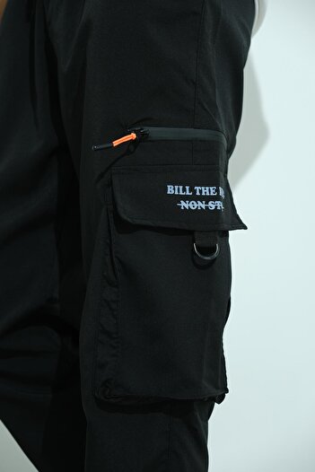 Oksit Bl Non Stop Printed Court Parachute Fabric Tactical Men's Tracksuit Bottom with Cargo Pockets