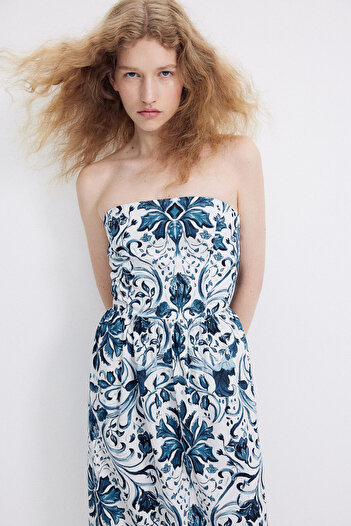 H&M Pamuklu Bandeau Elbise