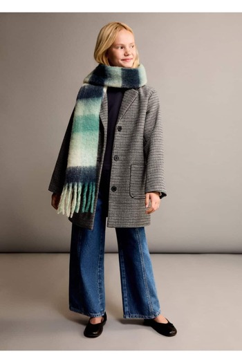 MANGO Kids Overcoat with Houndstooth Print