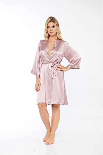 agishop Mink Silk Satin Dressing Gown
