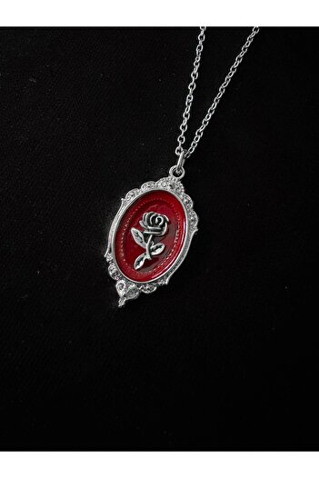 DarkellaStore Gothic Victorian Rose Detail Painting Necklace