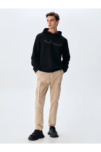Ltb Sıgnli Hooded Zipperless Regular Fit Black Sweatshirt