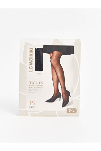LC Waikiki LCW DREAM Schwarze 15 Denier gepunktete Damenstrumpfhose (S4)