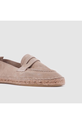 TOGO Bej Süet Hakiki Deri Kadın Casual Espadril Ayakkabı [060034]
