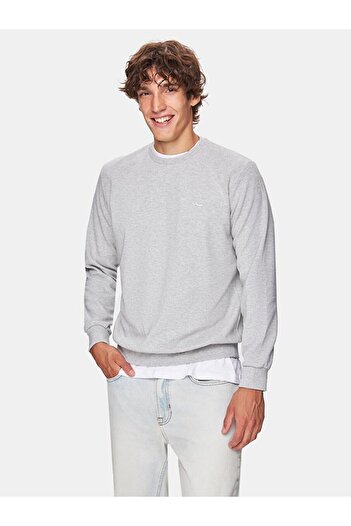 Ltb Crew Neck Long Sleeve Gray Sweatshirt
