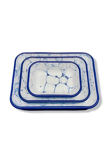 Bidoluraf Bubble Patterned Cobalt Appetizer Plate Set with Cobalt Cord (3 Pieces)