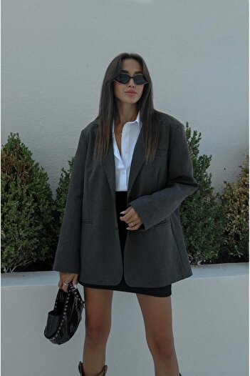 Havoş Oversize Anthracite Blazer Jacket