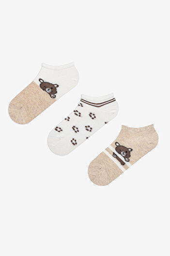 Penti Bear Paw 3-Piece Beige Multicolored Toe Seamless Booties
