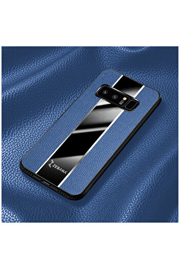 Zebana Samsung Galaxy Note 8 Uyumlu Kılıf Premium Deri Kılıf Mavi