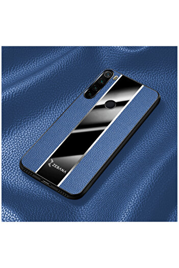 Zebana Xiaomi Redmi Note 8 Uyumlu Kılıf Premium Deri Kılıf Mavi
