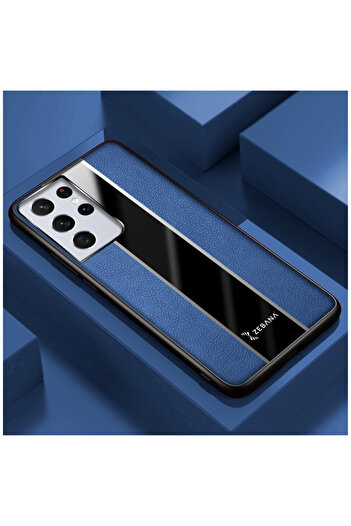 Zebana Samsung Galaxy S24 Ultra Uyumlu Kılıf Zebana Premium Deri Kılıf Mavi