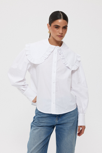 Seda Yalçın Atelier White Baby Collar Long Sleeve Basic Shirt