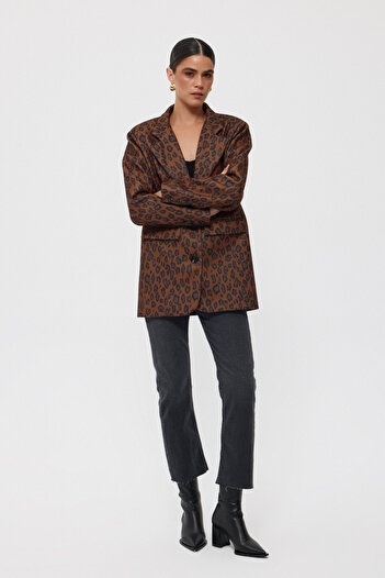 Seda Yalçın Atelier Brown Leopard Patterned Double Button Jacket