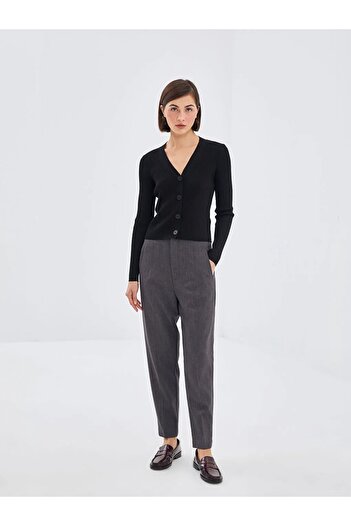 LC Waikiki Lcw Vision Dark Gray Melange Women's Carrot Cut Straight Trousers