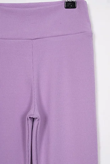 zepkids Magas derekú bordás lila lány leggings - spanyol láb