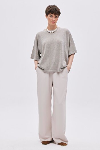 SHERIN Stone Colored Rubber Waist Lace-up Trousers