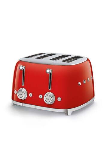 SMEG Tsf03rdeu Red Toaster 4 Slot