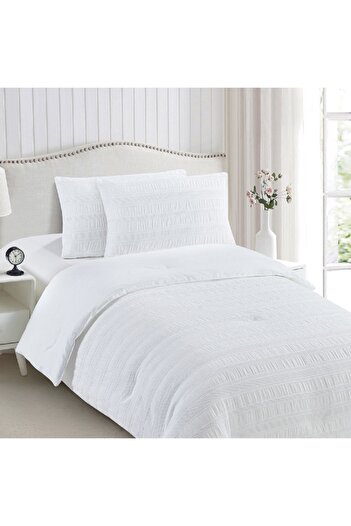 Home Box Waffle Crinkle 3-Piece Twin Comforter Set - 160x220 cm