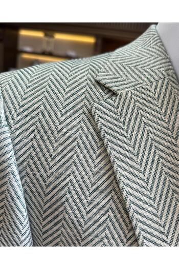 TerziAdemAltun Green Slim Fit Italian Style Men's Mono Jacket - T11534