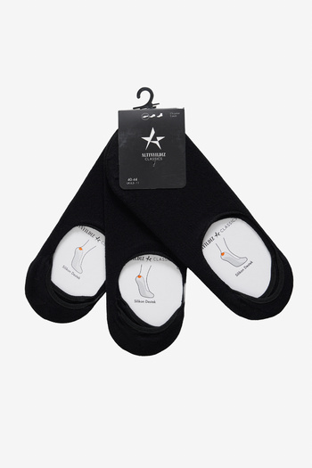ALTINYILDIZ CLASSICS Men's Black 3-Pack Silicone Supported Ballerina Socks