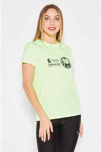 Puma Women Sportswear Fit Short Sleeve Running Jersey, Lime