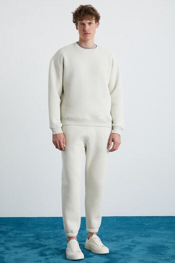 GRIMELANGE Nottıngham Men's Set of 2 Relaxed Organic Cotton Stone Colored Tracksuit Set