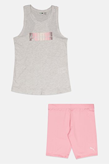 Puma Kids Girl Sportswear Fit Brand Logo Top And Bottom Set, White