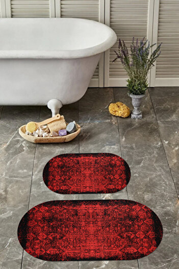 Napoli Home Digital Washable Non-Slip Base Classic Model Oval Bath Mat Toilet Set