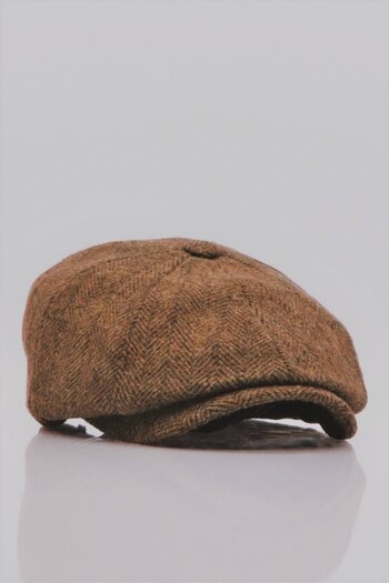 Külah Men's Peaky Herringbone Patterned English Cap Hat