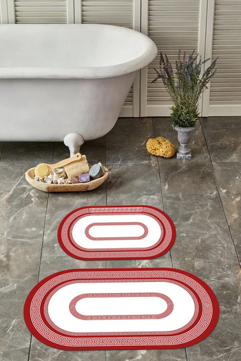 Napoli Home Digital Washable Non-Slip Base Classic Model Oval Bath Mat Toilet Set