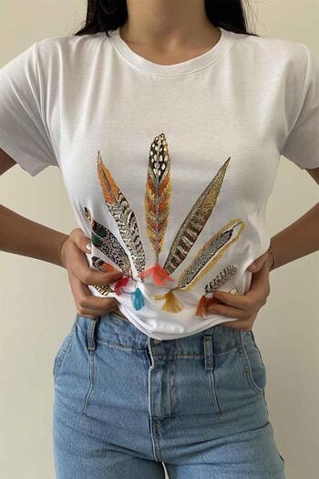İstangül Butik Μπλουζάκι Indian Crew Neck Design