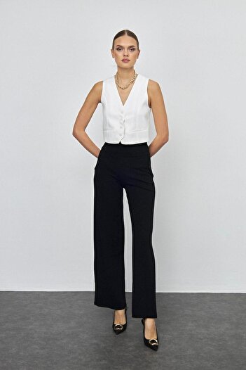 ESTER ROSA Yüksek Bel Geniş Paça Siyah Pantalon