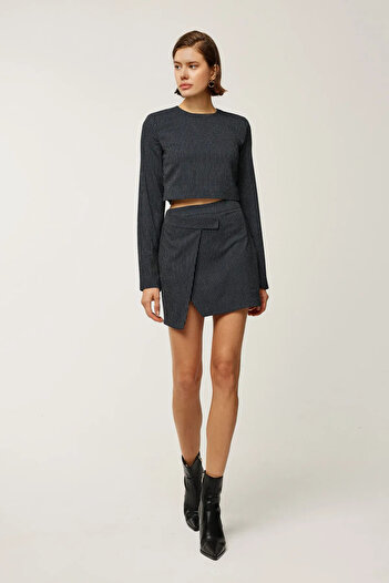 Hiccup Striped Asymmetrical Mini Skirt