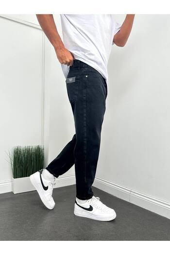 Gambocci Men's Antique Black Boyfriend Comfortable Fit Trousers